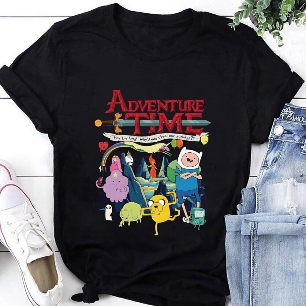 Adventure Time Cartoon Fan Gift Unisex Classic Graphic T-Shirt .